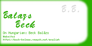 balazs beck business card